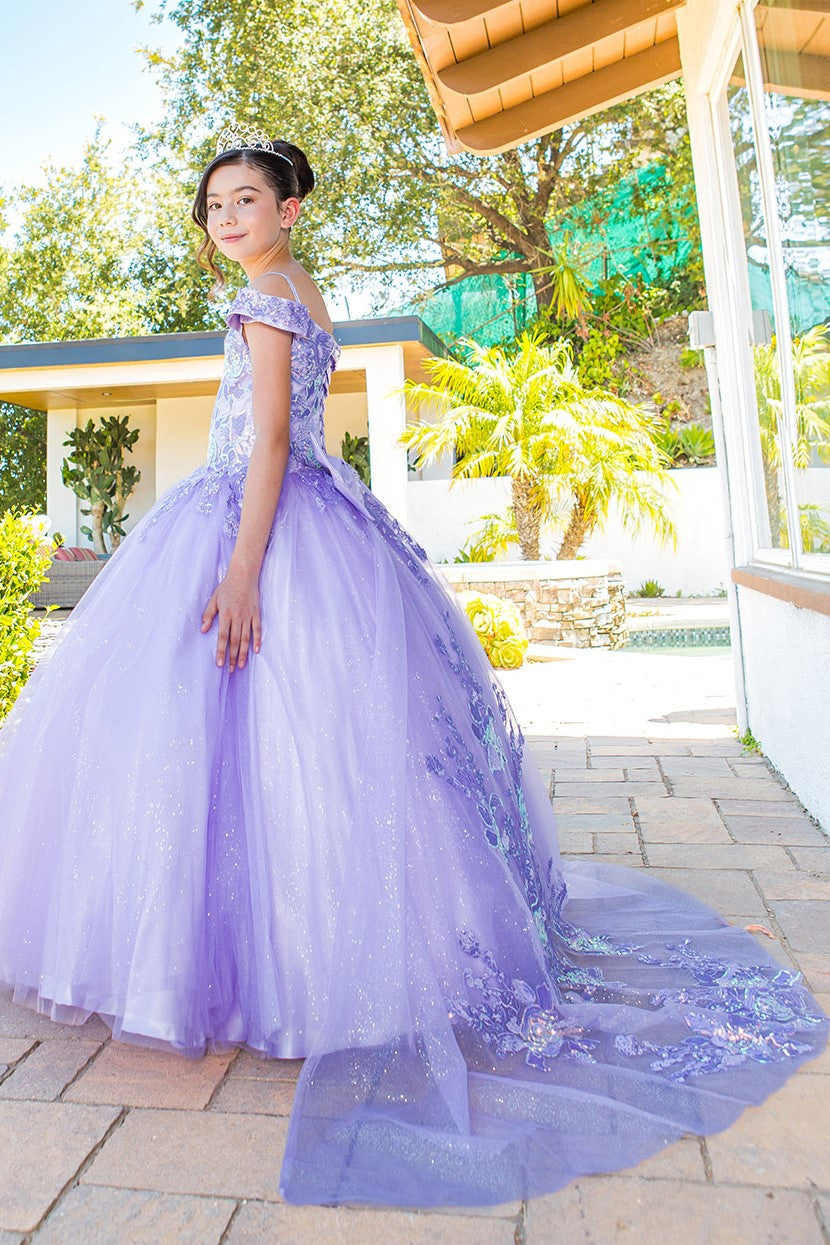 Flower Girl Dresses Long Ball Gown Sequin Flower Girl Dress Lavendar