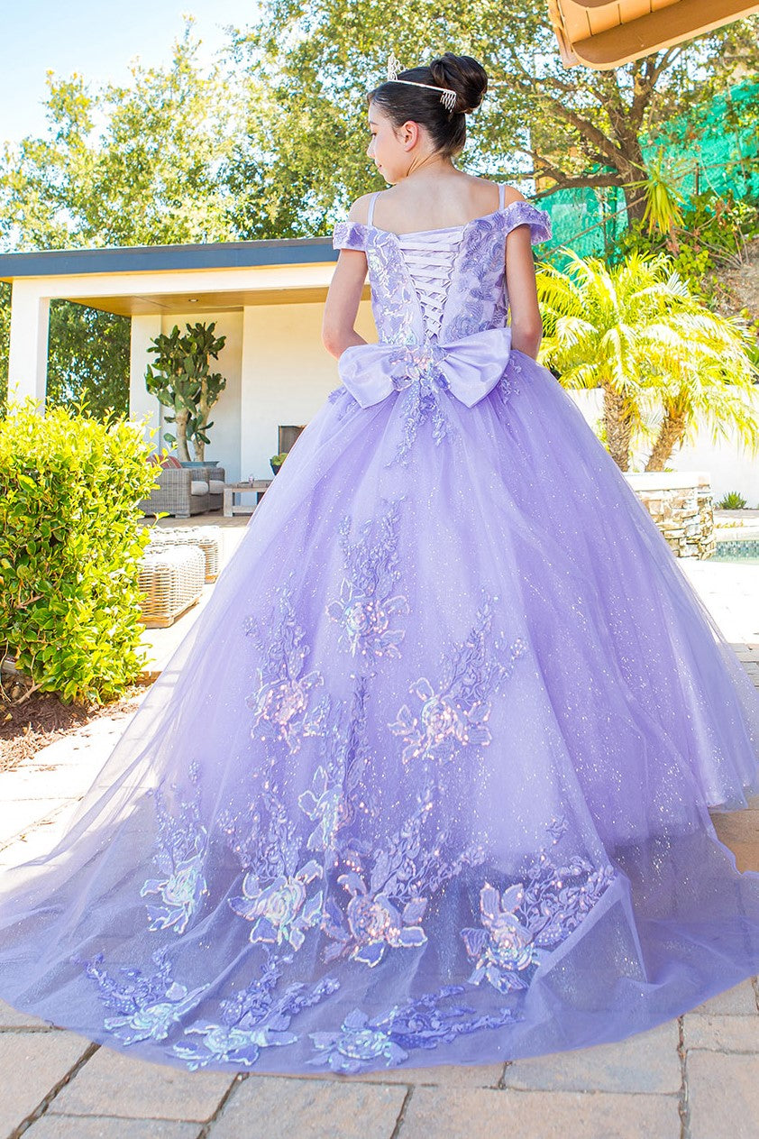 Flower Girl Dresses Long Ball Gown Sequin Flower Girl Dress Lavendar