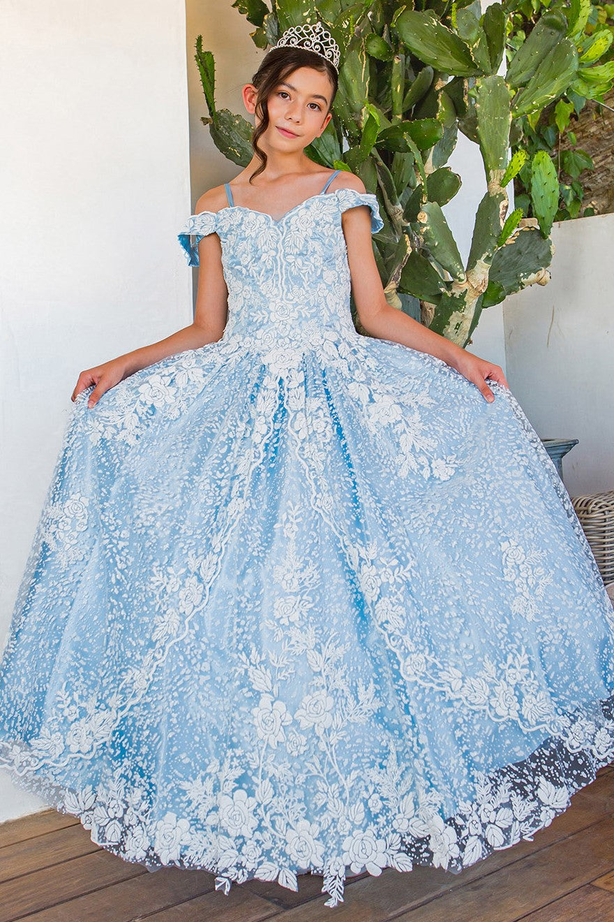 Flower Girl dresses Long A Line Floral Print Flower Girl Dress Black