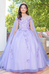 Flower Girl Dresses Long Flower Girl Glitter Cape Dress Lilac