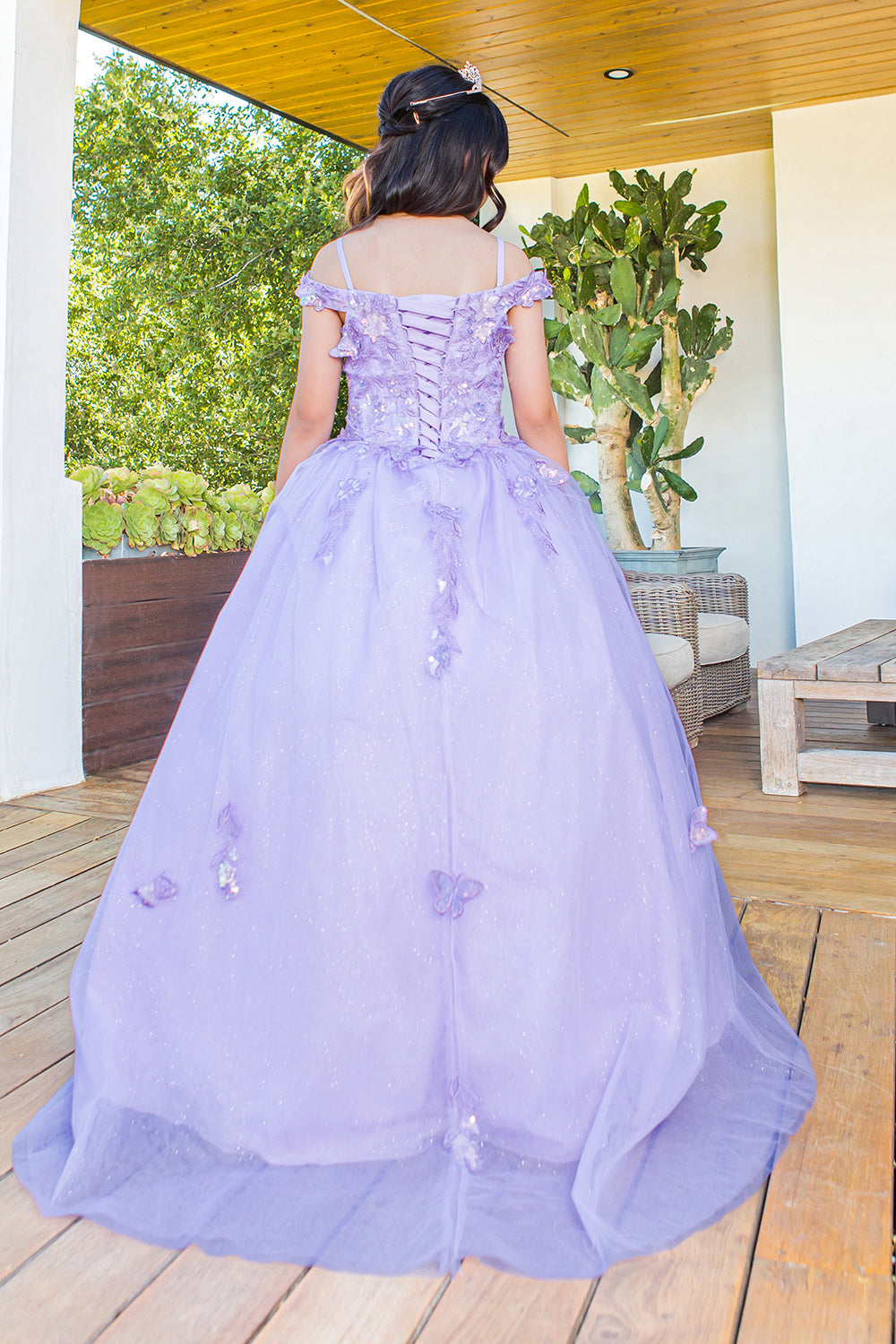 Flower Girl Dresses Long Flower Girl Glitter Cape Dress Lilac