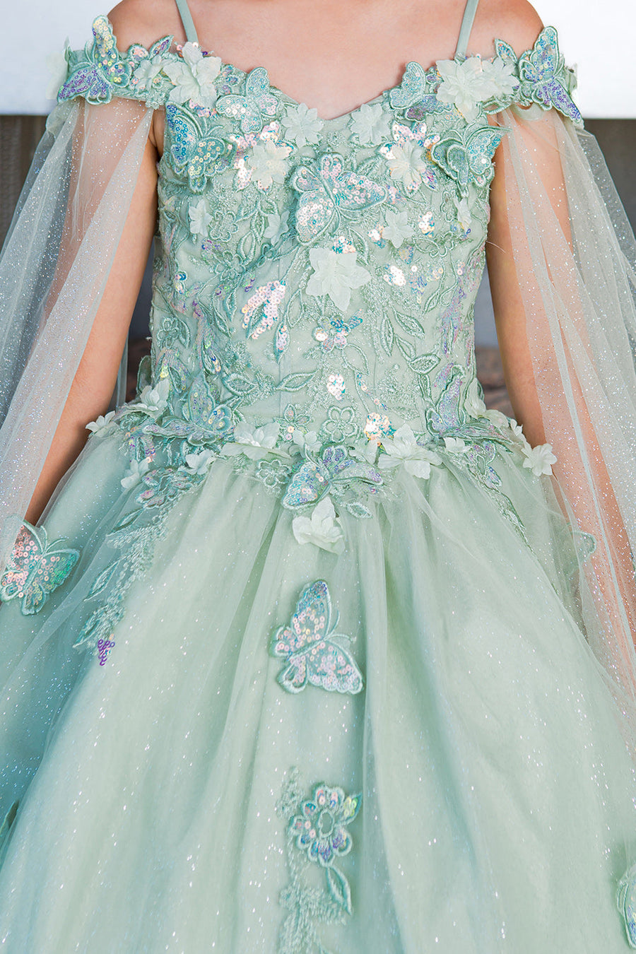 Flower Girl Dresses Long Flower Girl Glitter Cape Dress Lilac