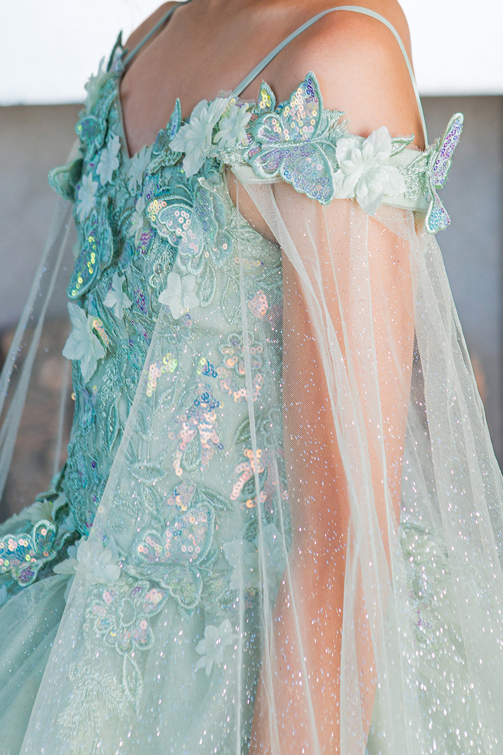 Flower Girl Dresses Long Flower Girl Glitter Cape Dress Lilac