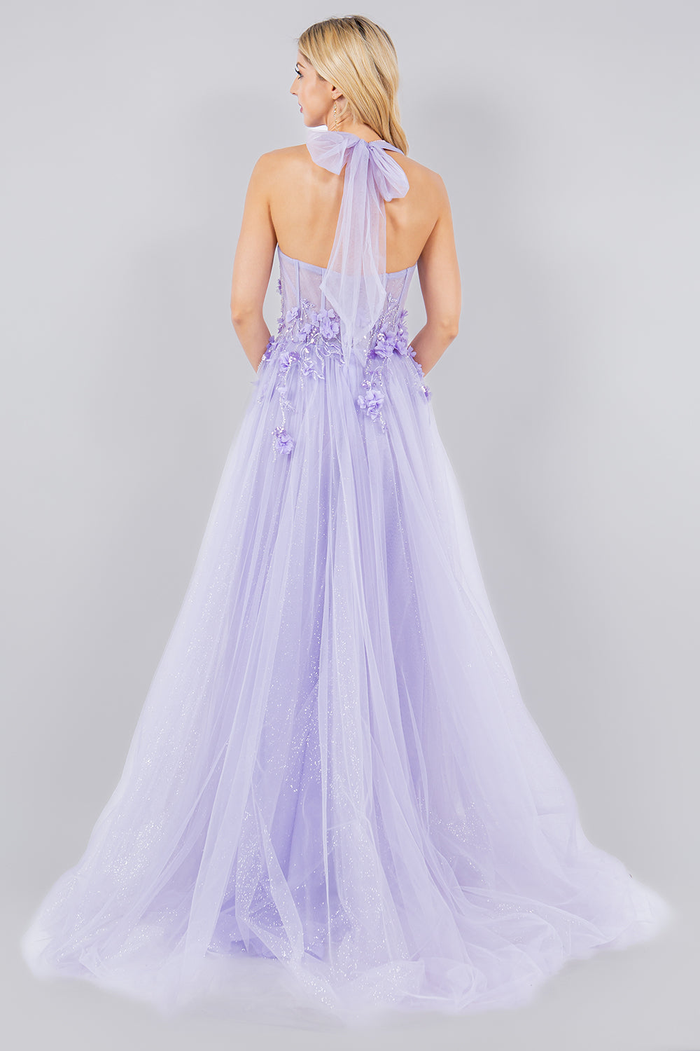 Prom Dresses A Line Long Formal Glitter Slit Prom Dress Lilac