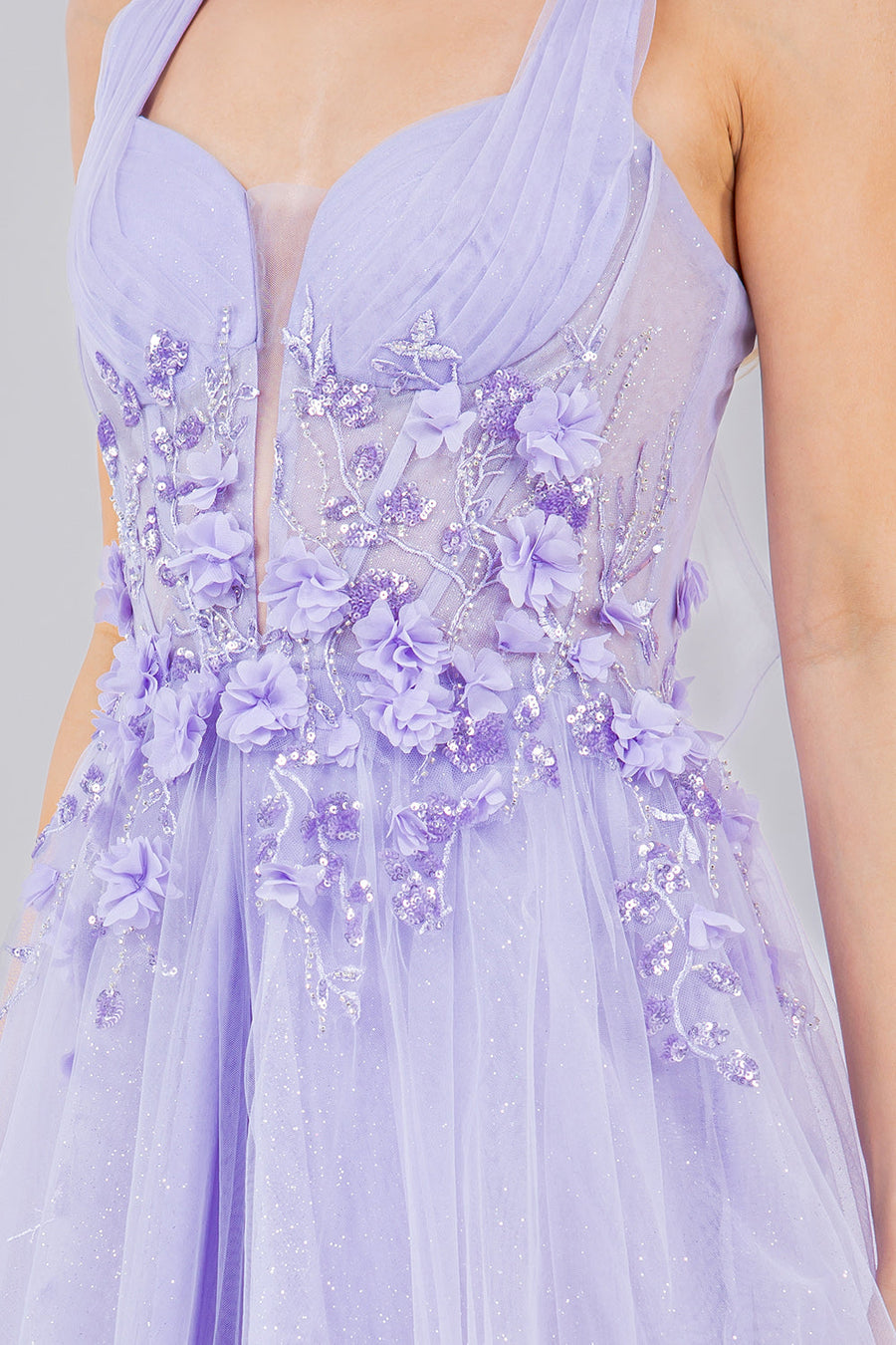 Prom Dresses A Line Long Formal Glitter Slit Prom Dress Lilac