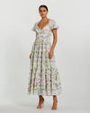 Cocktail Dresses Floral Tea Length Cocktail Dress  White Multi