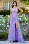 Prom Dresses Long Fitted Formal 3D Applique Prom Dress Lilac