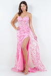 Prom Dresses Long Fitted Formal 3D Applique Prom Dress Pink