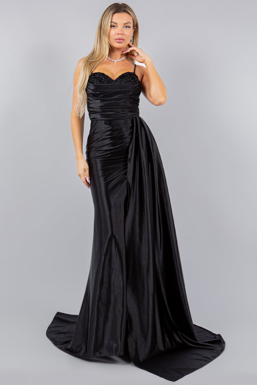 Prom Dresses Long Formal Fitted Beaded Prom Dress Black