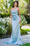 Prom DressesProm Long Formal Pleated Mermaid Dress Blue