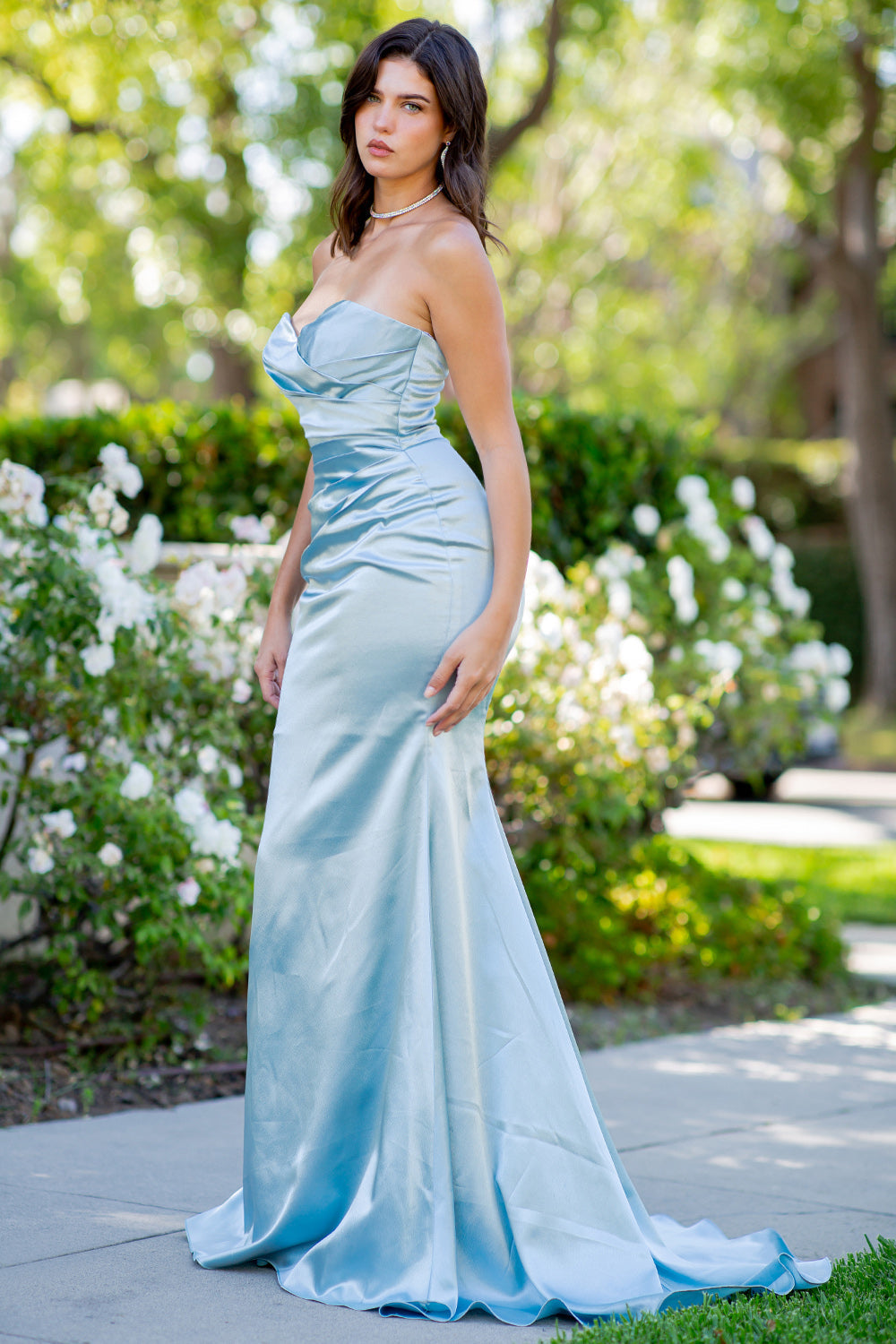 Prom DressesProm Long Formal Pleated Mermaid Dress Blue