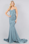 Prom DressesProm Long Formal Pleated Mermaid Dress Sage