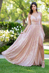 Prom Dresses Long A Line Formal Glitter Print Prom Dress Blush