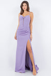 Prom Dresses Long Fitted Corset Formal Slit Prom Dress Lilac