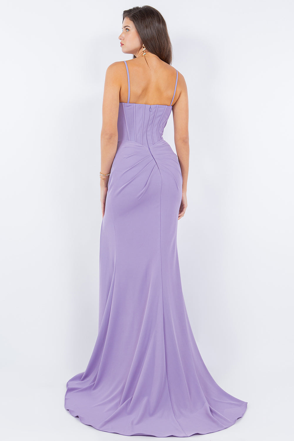Prom Dresses Long Fitted Corset Formal Slit Prom Dress Lilac
