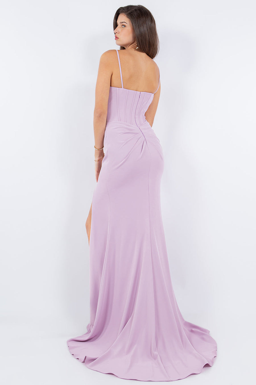 Prom Dresses Long Fitted Corset Formal Slit Prom Dress Pink