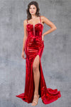 Prom Dresses Long Formal Metallic Mermaid Prom Dress Red