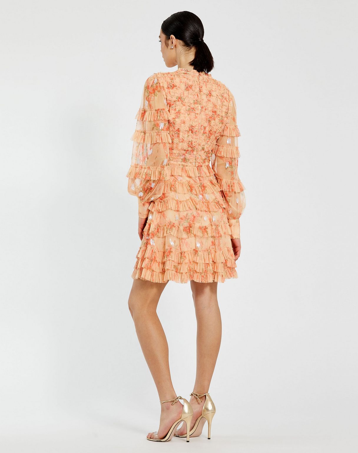 Cocktail Dresses Ruffle Detail Short Cocktail Dress Peach Multi