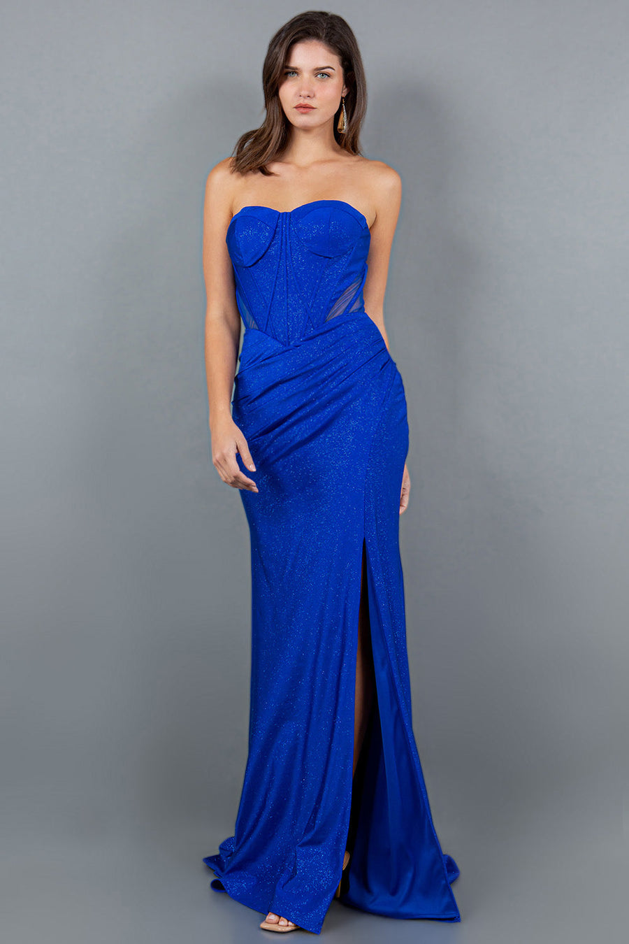 Prom Dresses Long Formal Slit Glitter Prom Dress Royal