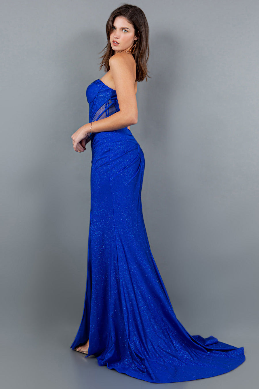 Prom Dresses Long Formal Slit Glitter Prom Dress Royal