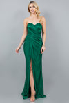Prom Dresses Fitted Long Metallic Formal Slit Prom Dress Hunter Green