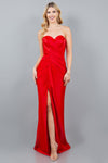 Prom Dresses Fitted Long Metallic Formal Slit Prom Dress Red