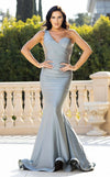 Prom Dresses Long Mermaid Formal Fitted Prom Dress Silver