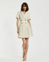 Cocktail Dresses Short Cocktail Pleated Skirt Blazer Mini Dress Cream