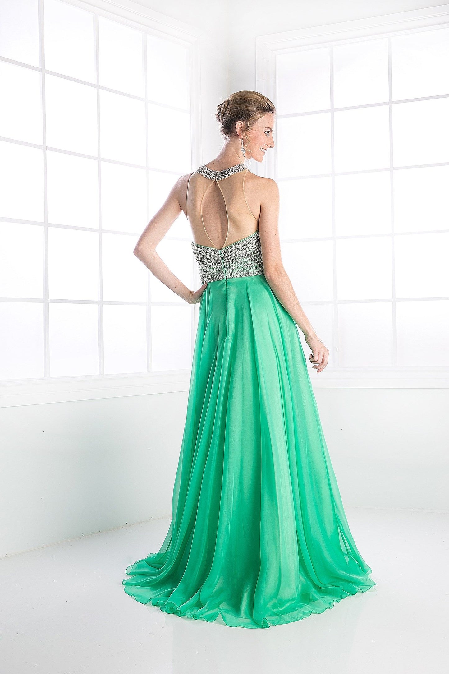 Prom Dresses Long Beaded A Line Formal Evening Dress Green