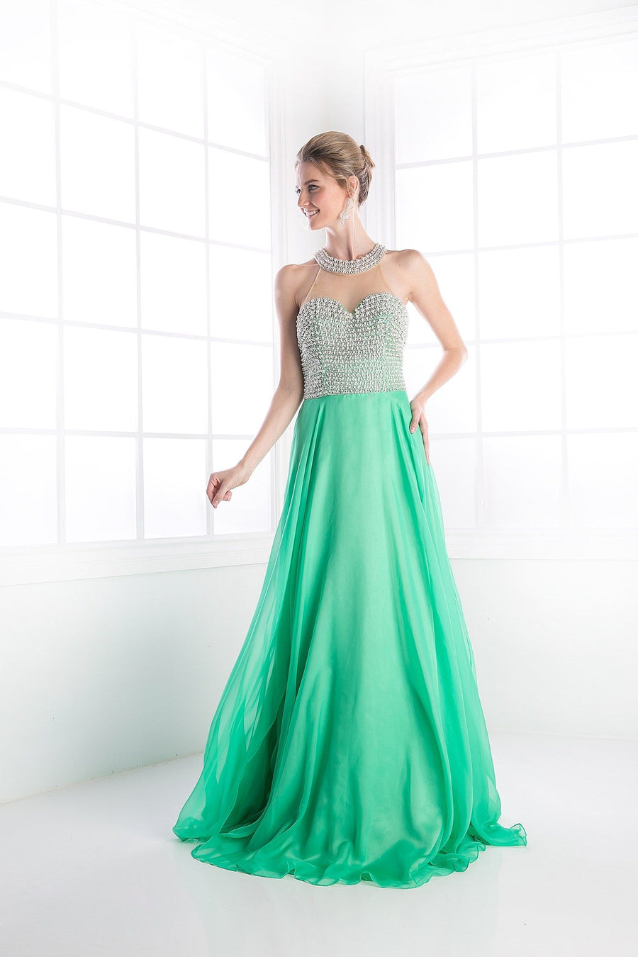 Prom Dresses Long Beaded A Line Formal Evening Dress Green