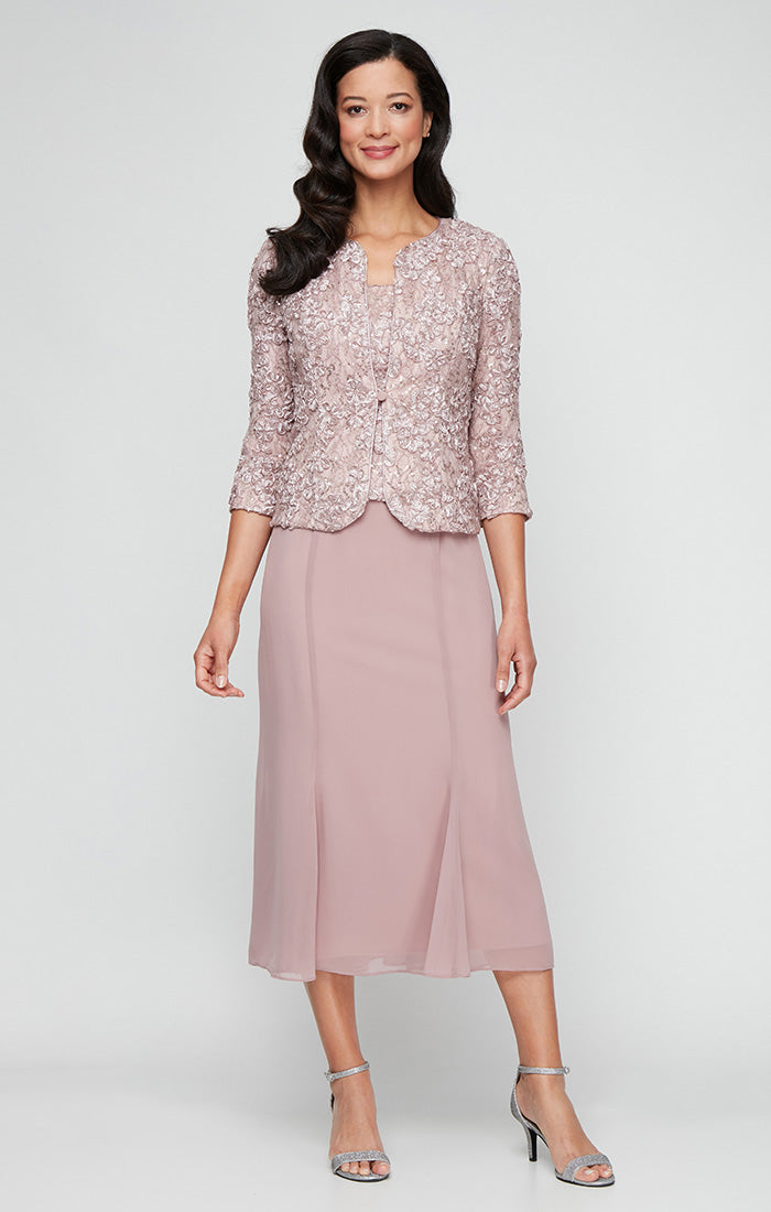 Cocktail Dresses Cocktail Tea Length Button Jacket Dress Mauve