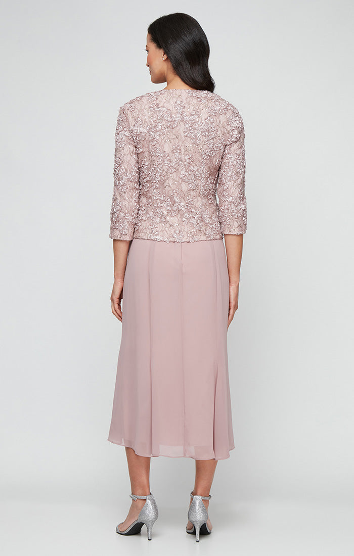 Cocktail Dresses Cocktail Tea Length Button Jacket Dress Mauve