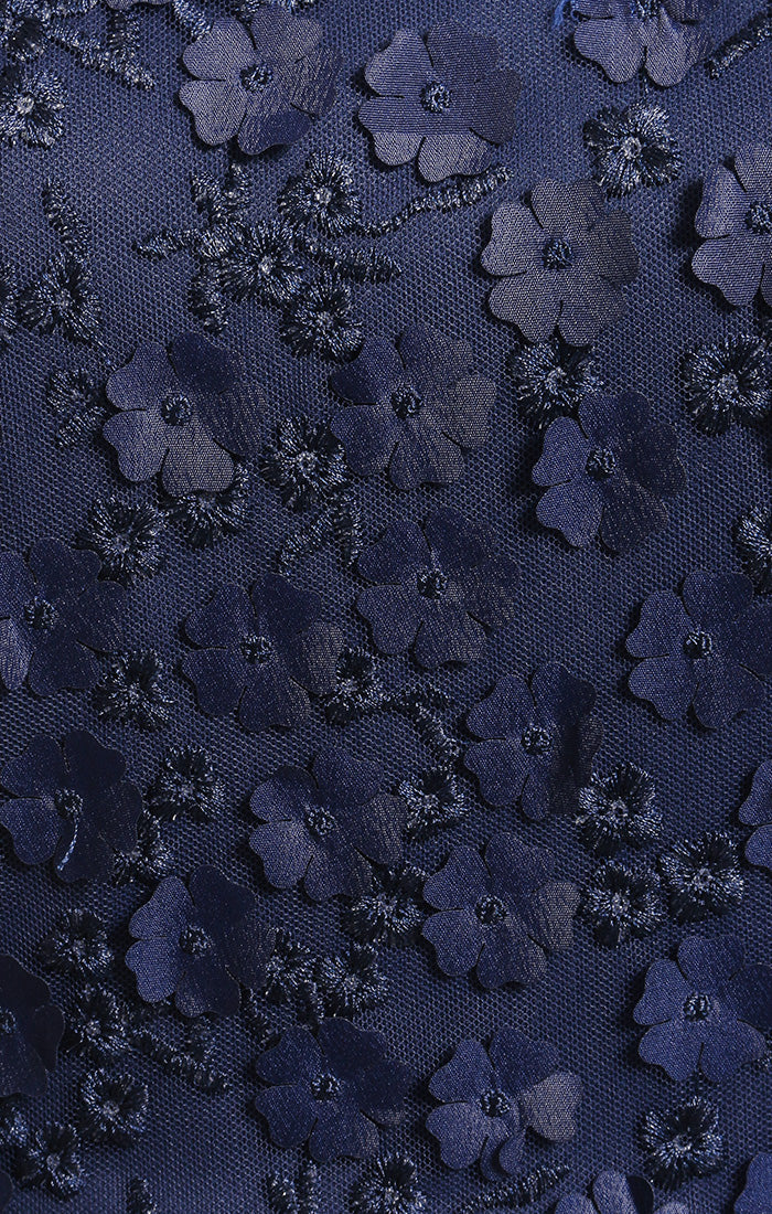 Mother of the Bride Dresses Formal 3D Tea Length Mother of the Bride Dress Navy