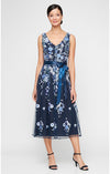 Cocktail Dresses Short Cocktail Midi Length Floral Dress Navy Multi