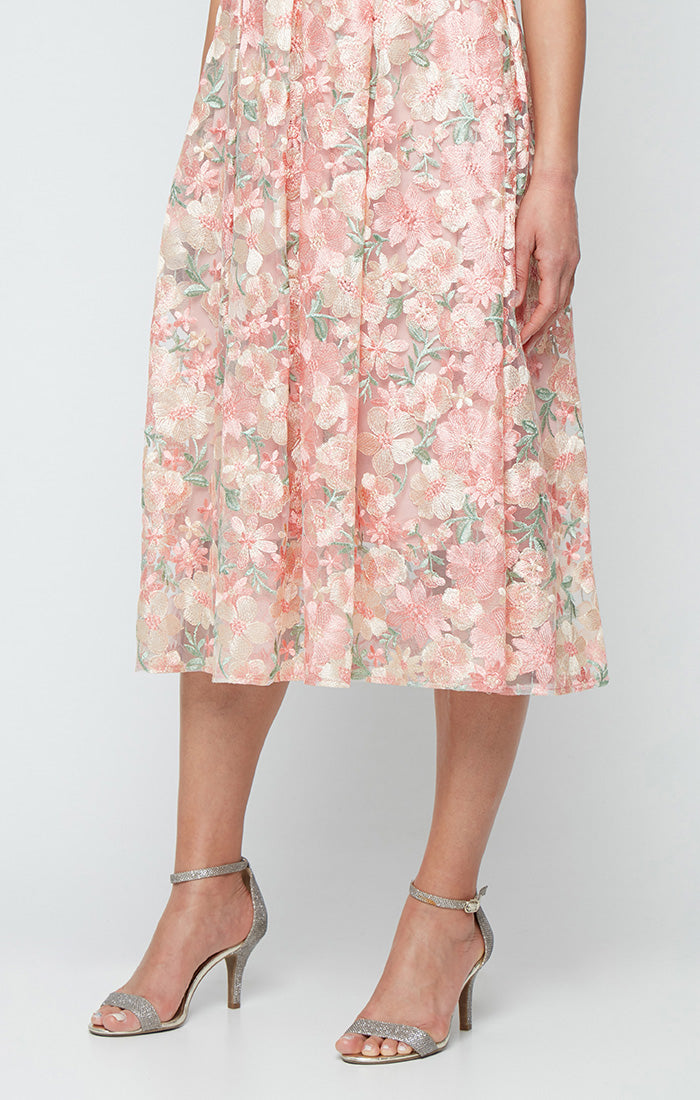 Cocktail Dresses Short Cocktail A Line Midi Length Dress Peach Multi