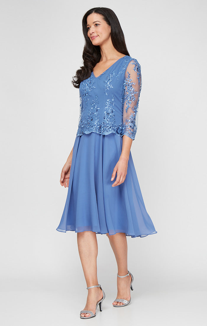 Cocktail Dresses Short Cocktail Midi Length Dress Cornflower