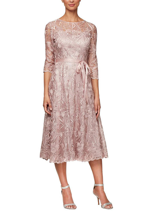 Cocktail Dresses Short Floral Lace Tea Length Cocktail Dress Rose