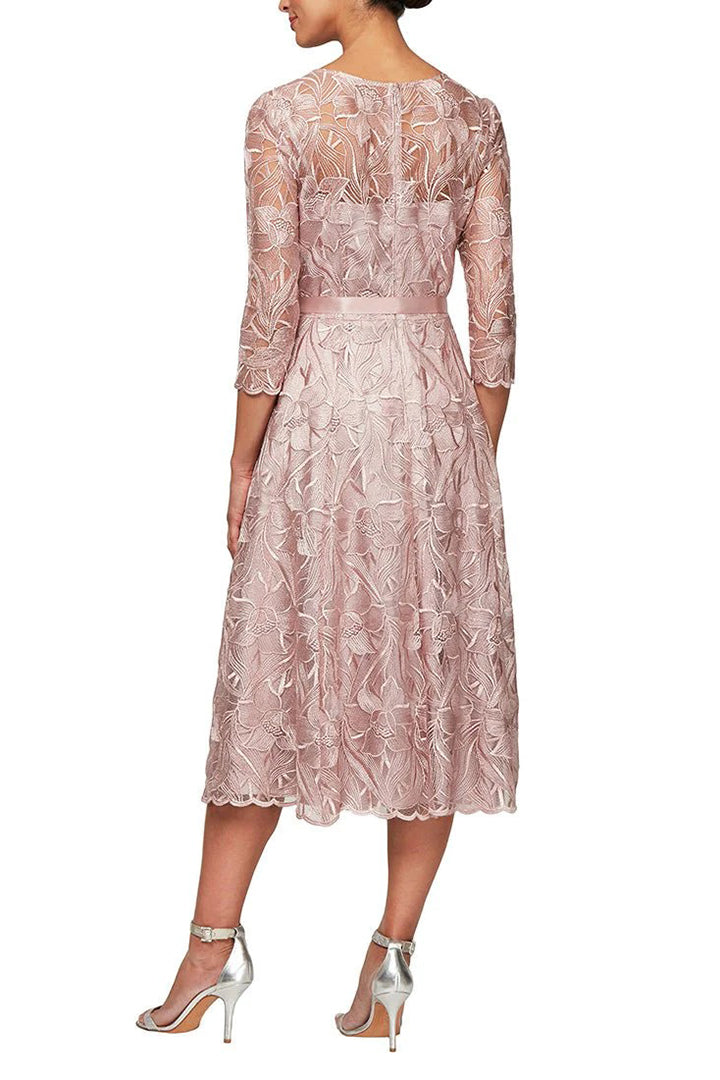 Cocktail Dresses Short Floral Lace Tea Length Cocktail Dress Rose