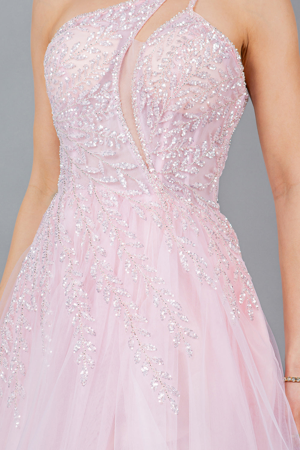Prom Dresses Sequin Long Formal A Line Prom Dress Pink