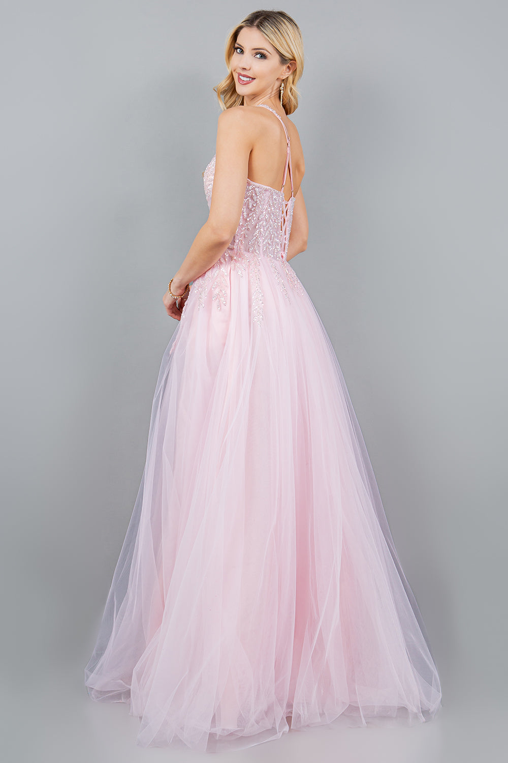 Prom Dresses Sequin Long Formal A Line Prom Dress Pink