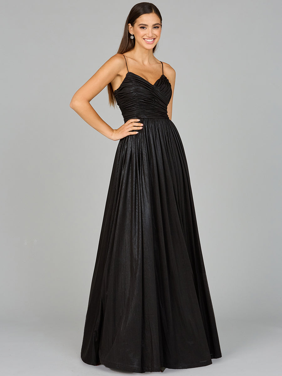 Prom Dresses A Line Long Formal Metallic Prom Dress Black