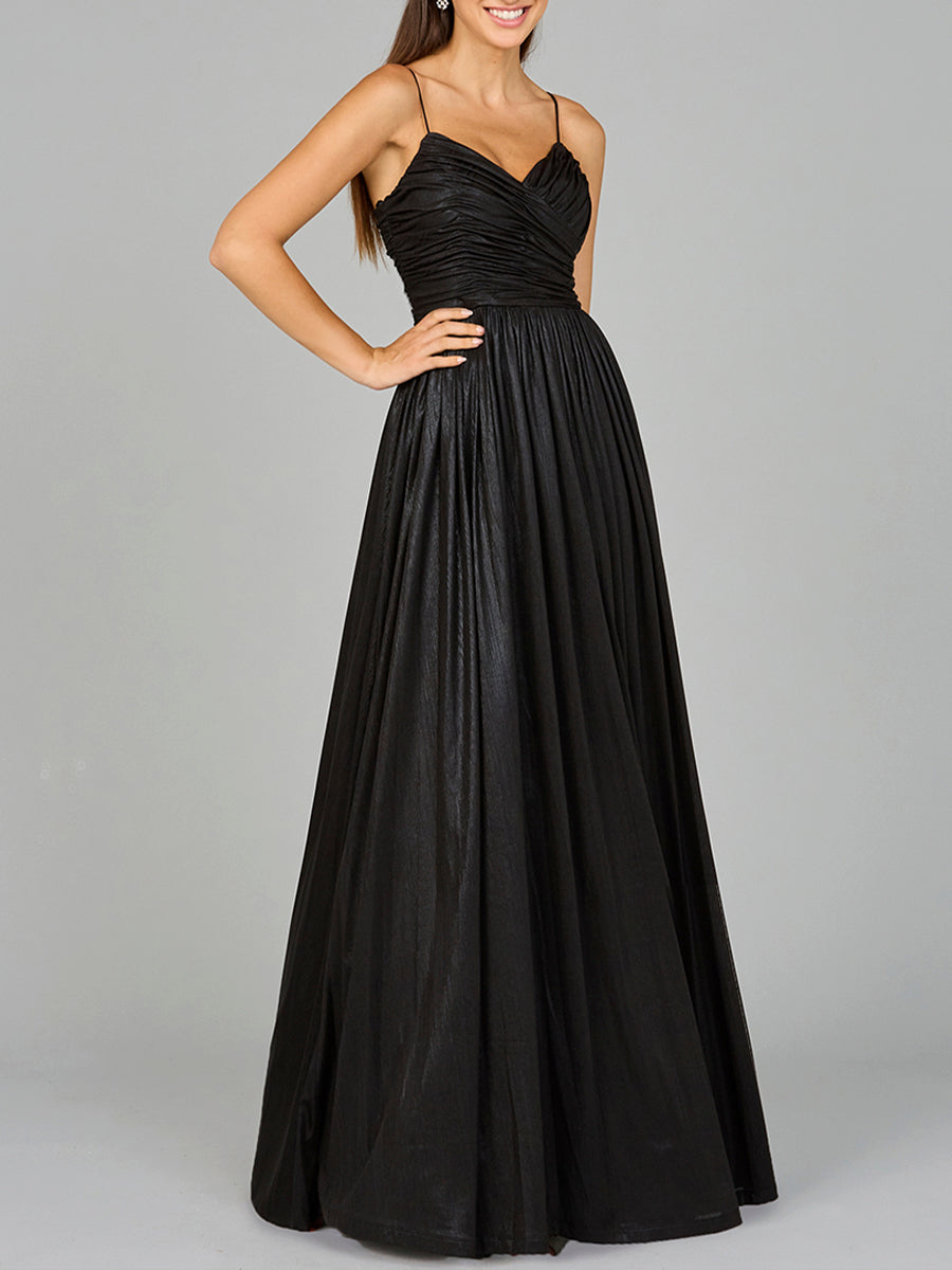 Prom Dresses A Line Long Formal Metallic Prom Dress Black
