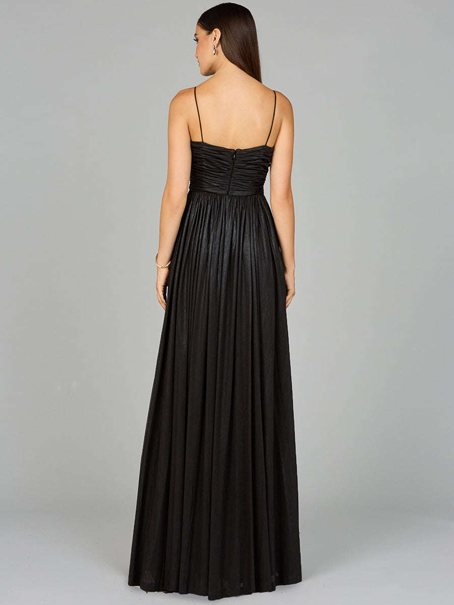 Prom Dresses A Line Long Formal Metallic Prom Dress Black