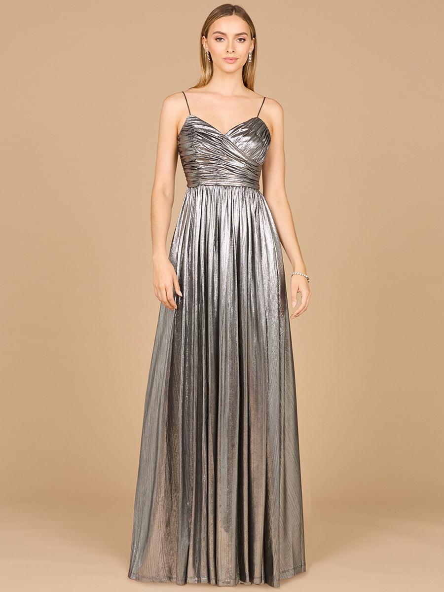 Prom Dresses A Line Long Formal Metallic Prom Dress Platinum