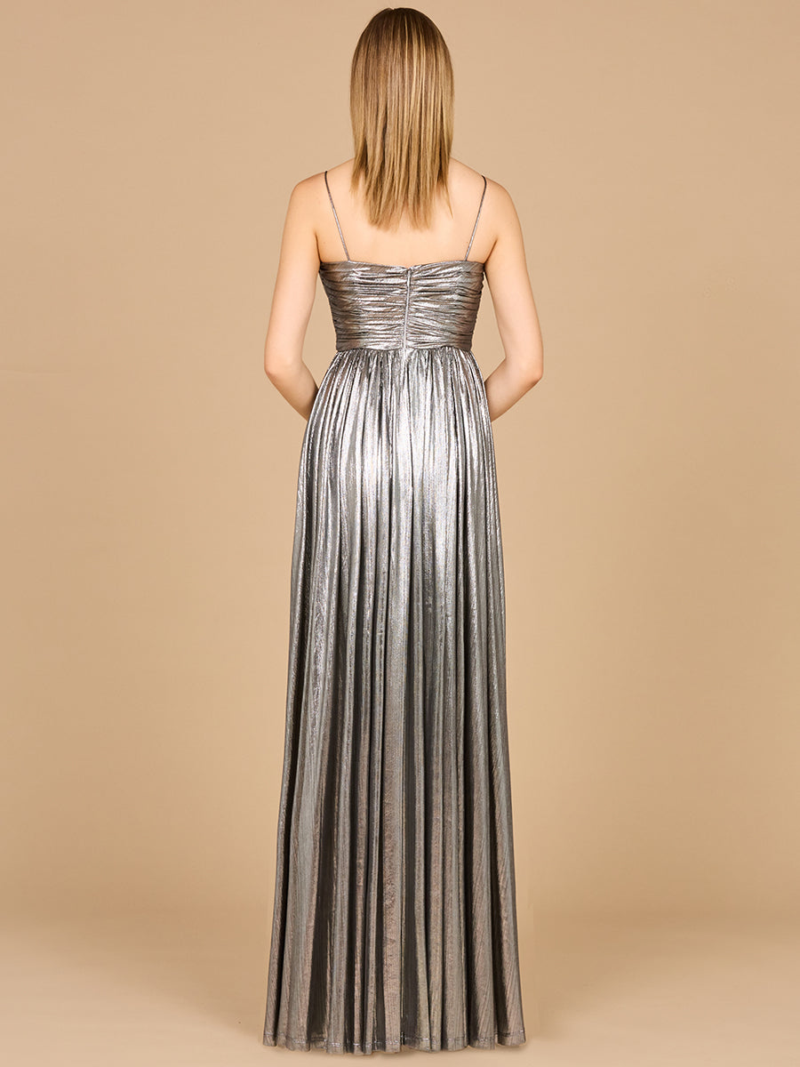 Prom Dresses A Line Long Formal Metallic Prom Dress Platinum