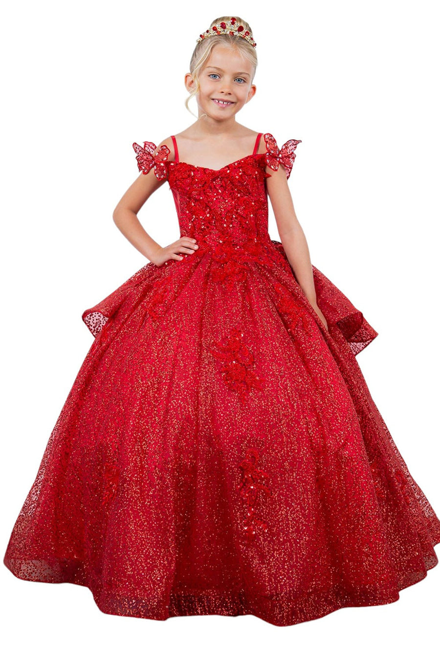 Flower Girl Dresses Glitter 3D Applique Flower Girl Dress ed