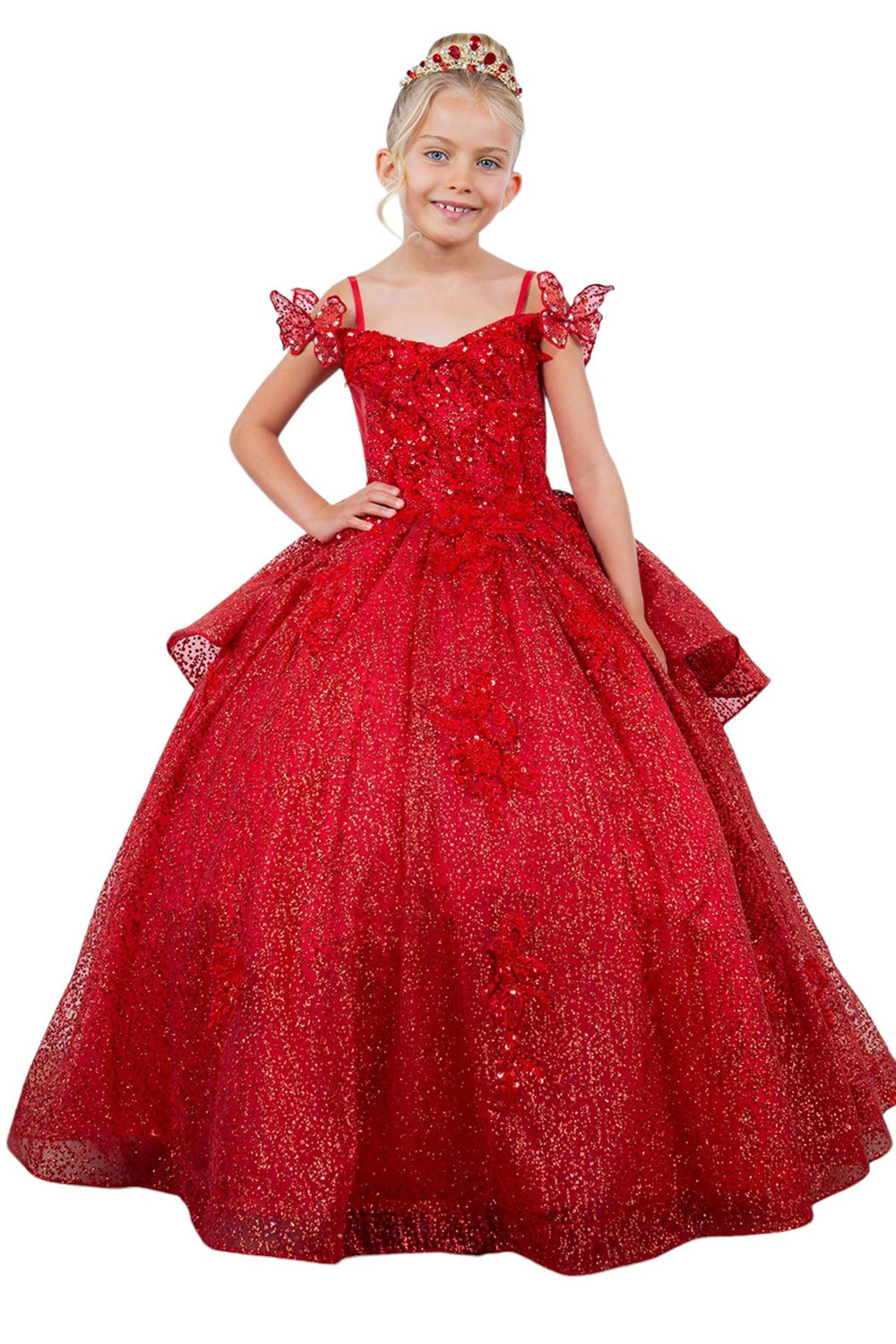 Flower Girl Dresses Glitter 3D Applique Flower Girl Dress ed