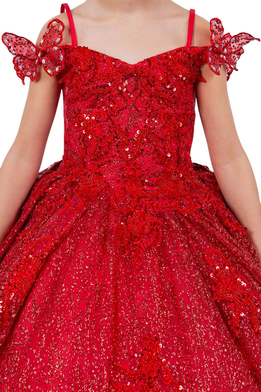 Flower Girl Dresses Glitter 3D Applique Flower Girl Dress ed