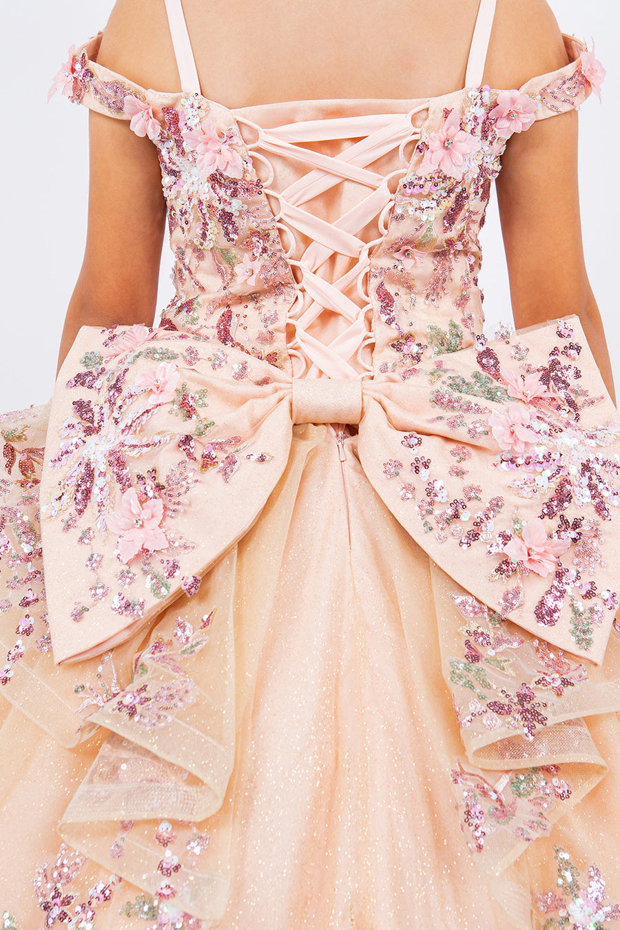 Flower Girl Dresses Long 3D FloralAapplique Flower Girl Dress Blush