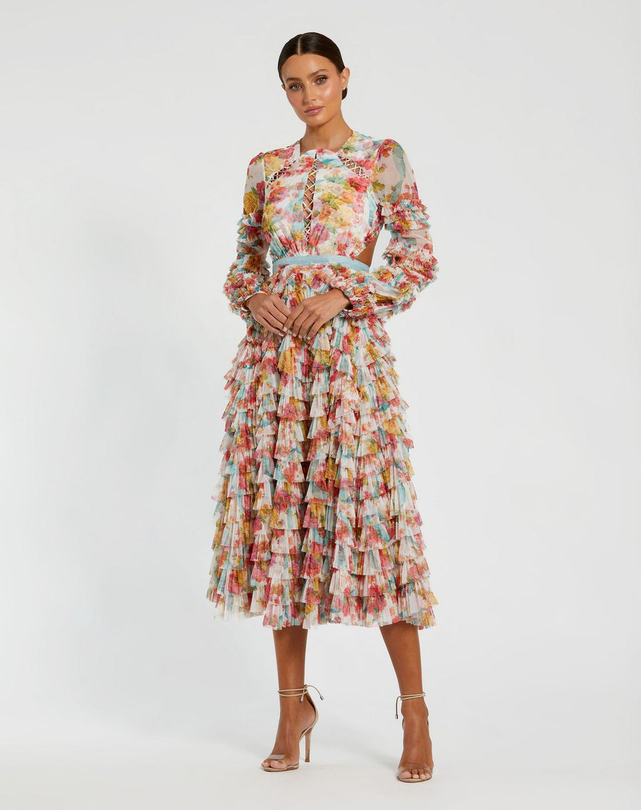 Cocktail Dresses Short Homecoming Ruffle Cocktail Dress White Multi